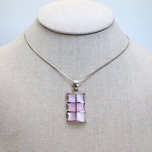 VTG Sterling Silver 925 Pink Mother of Pearl Pendant Necklace Size 29" Length